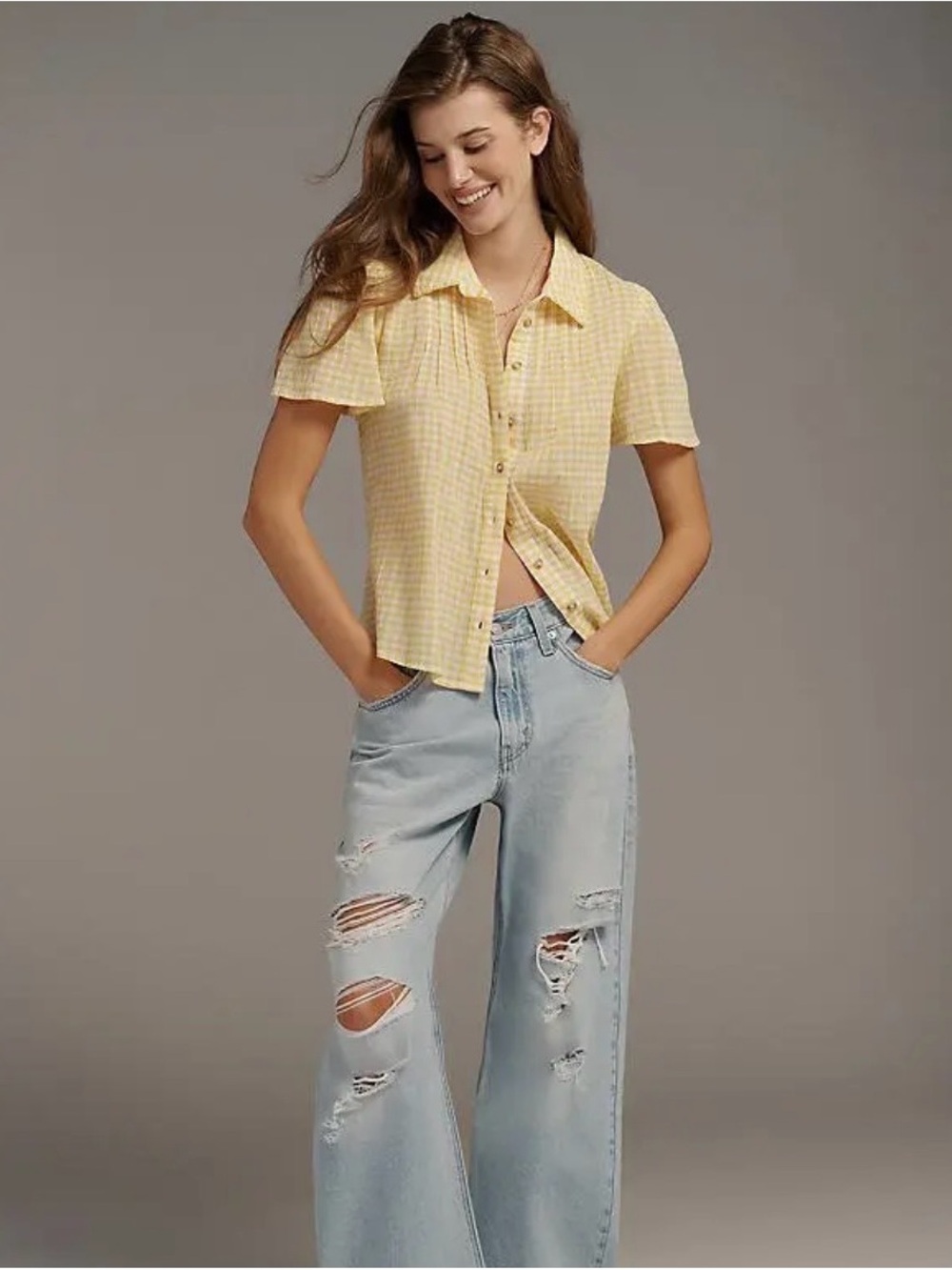Pilcro Cotton Button-Down Shirt - Picture 2 of 10